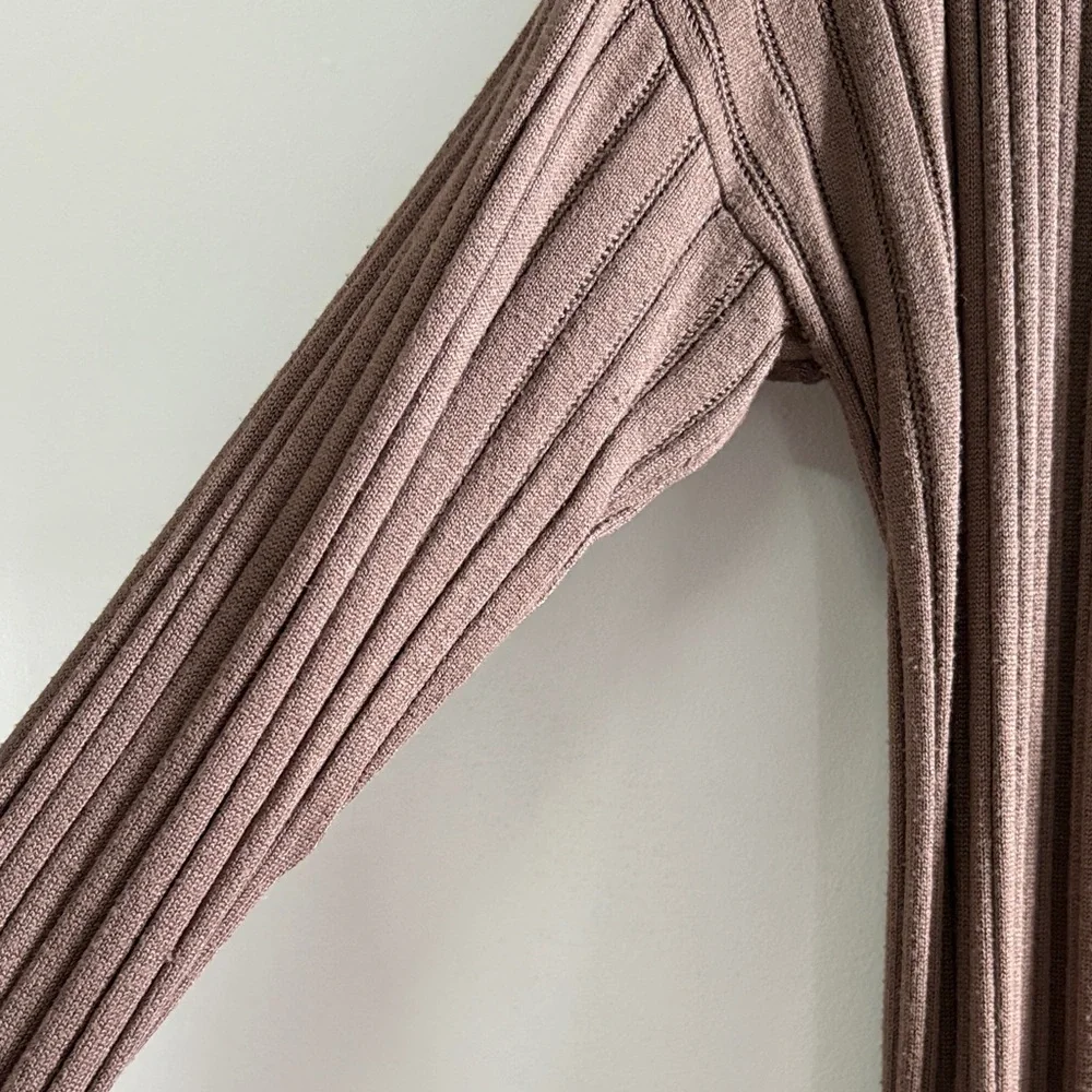 Pink Rose Taupe Ribbed Cardigan - Picture 3 of 6